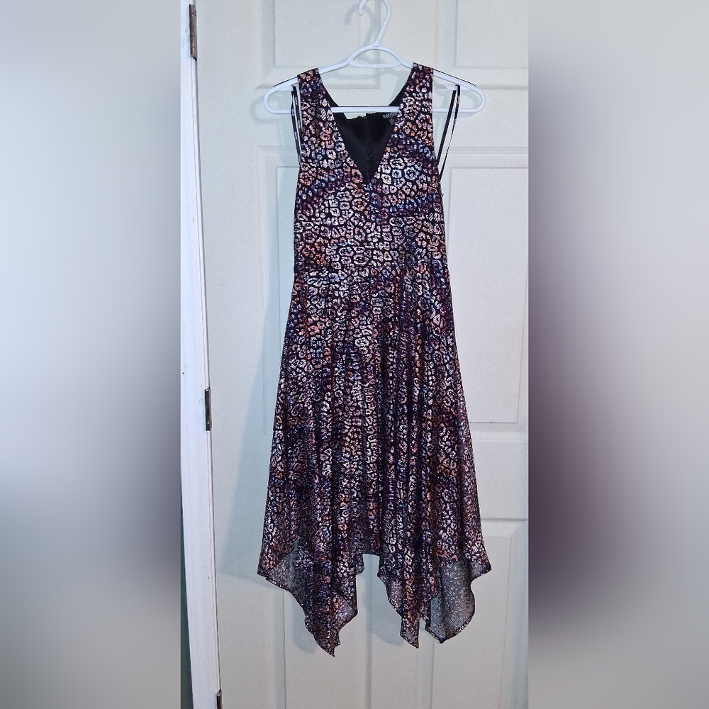 Kensie Multicolor Metallic Shimmer Leopard Print Formal Dress